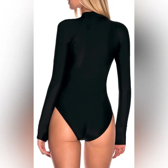 Sz S women’s Ocean Blues one piece Black Long Sleeve Women's Swimsuit Black - Picture 3 of 12